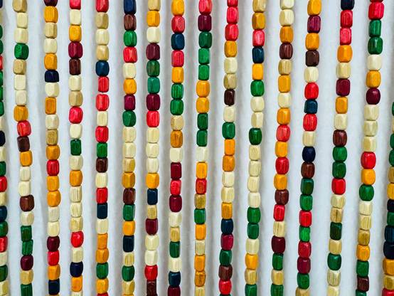 Morel - Rideau de porte en perles de bois carrée multicolore 90 x 200 cm - Morel - Image 3