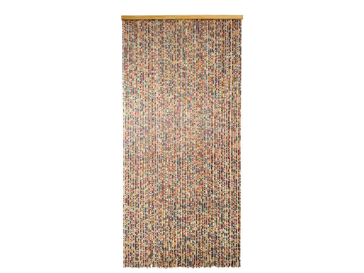 Morel - Rideau de porte en perles de bois carrée multicolore 90 x 200 cm - Morel - Image 1