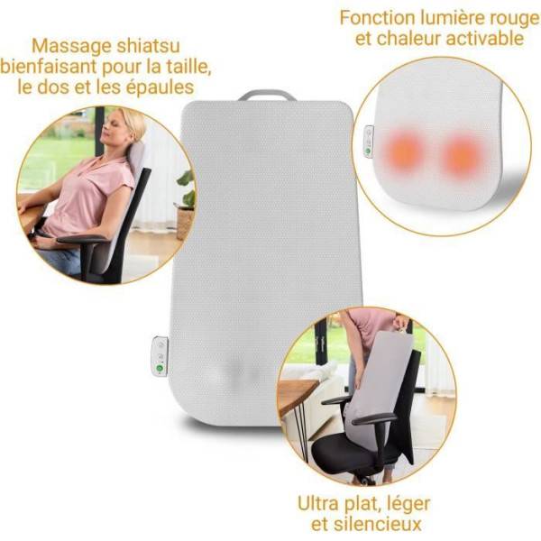 Dossier de massage - MEDISANA - MC 600 - Ultra-fin - Shiatsu et chauffant - 4 programmes - Blanc - Image 4