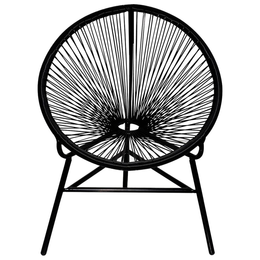 Chaise de jardin forme de lune résine tressée noir 69 x 66 x 87 cm - PANGIVO - Image 2