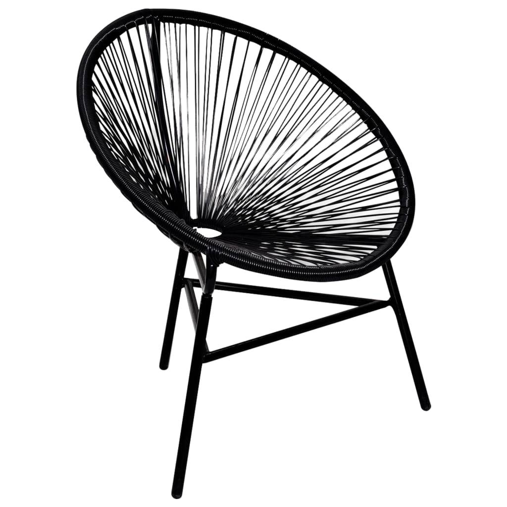 Chaise de jardin forme de lune résine tressée noir 69 x 66 x 87 cm - PANGIVO - Image 1
