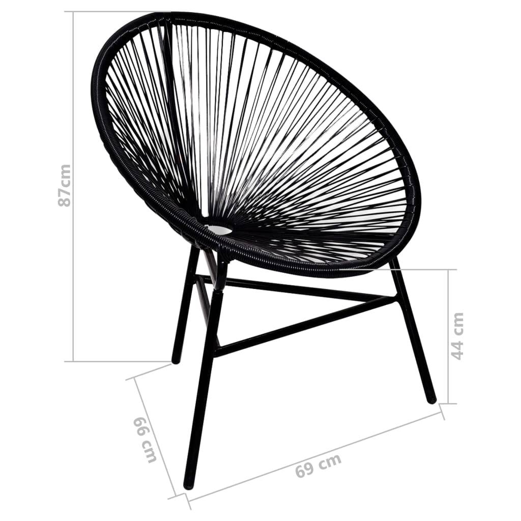 Chaise de jardin forme de lune résine tressée noir 69 x 66 x 87 cm - PANGIVO - Image 4