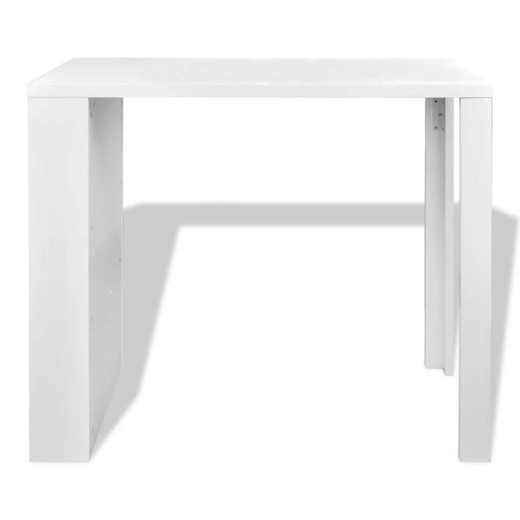 Helloshop26 - Table haute mange debout bar bistrot MDF avec casier à bouteilles blanc haut brillance - Imagen 2