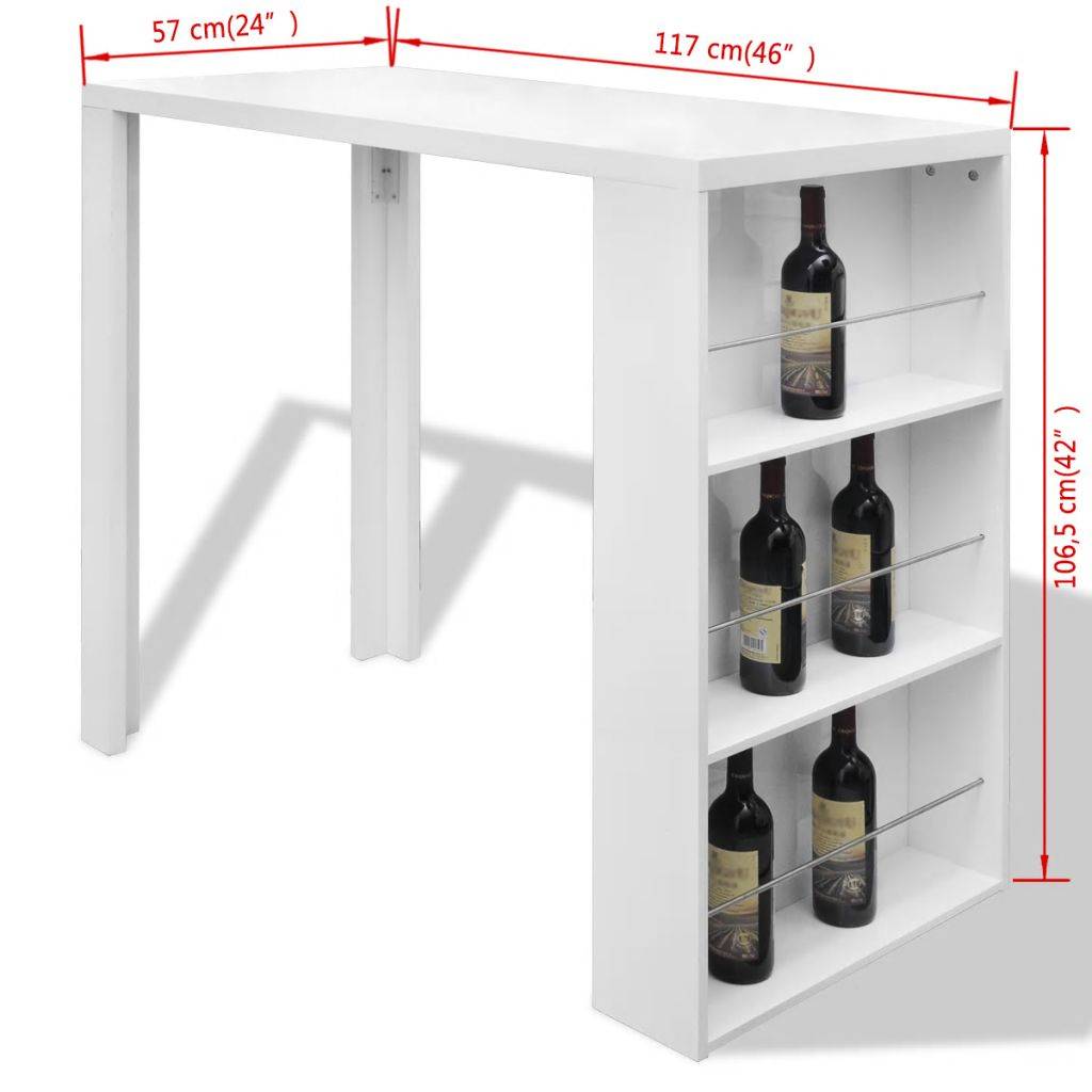 Helloshop26 - Table haute mange debout bar bistrot MDF avec casier à bouteilles blanc haut brillance - Imagen 5