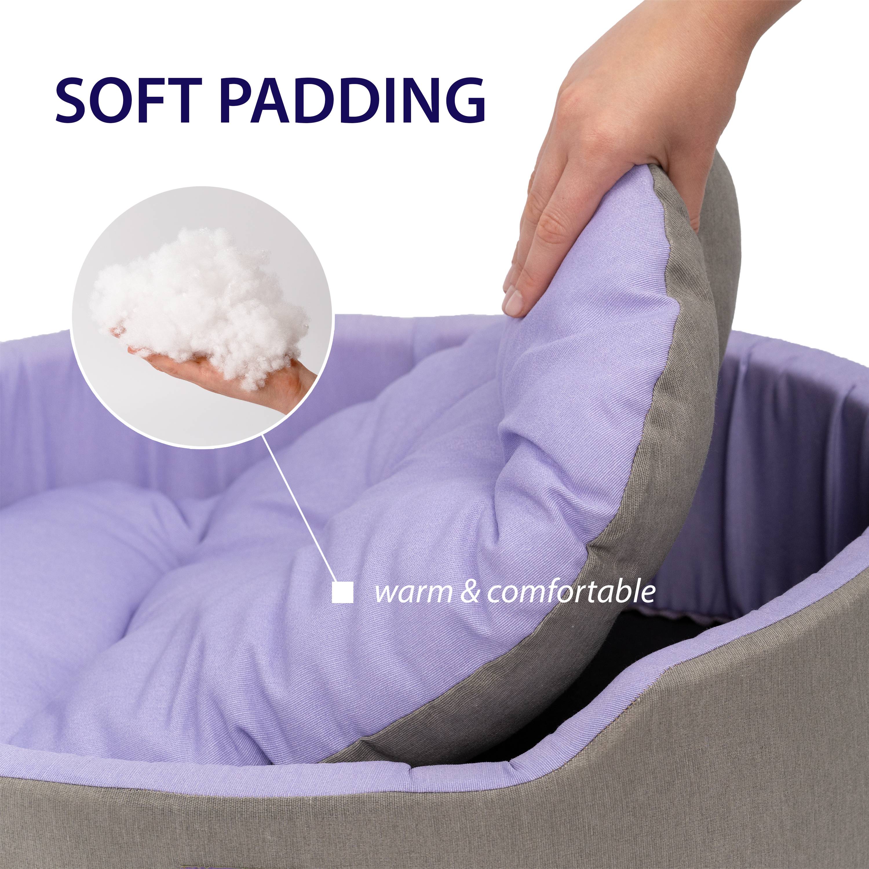 Ferplast - Ferplast Panier Chien Dandy, Coussin Amovible et Lavable, Housse en Coton avec Rembourrage Doux, Lit Chiens Moyen, 95 x 60 x H 21 cm, Lilas - Imagen 6