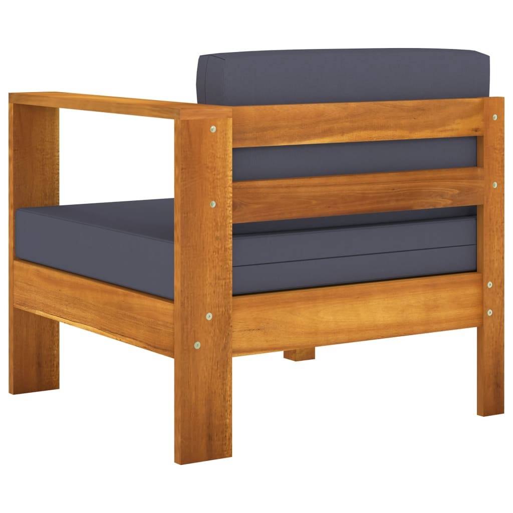 Helloshop26 - Salon de jardin meuble d'extérieur ensemble de mobilier 6 pièces avec coussins gris foncé bois d'acacia - Imagen 5