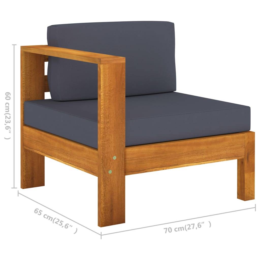 Helloshop26 - Salon de jardin meuble d'extérieur ensemble de mobilier 6 pièces avec coussins gris foncé bois d'acacia - Imagen 8