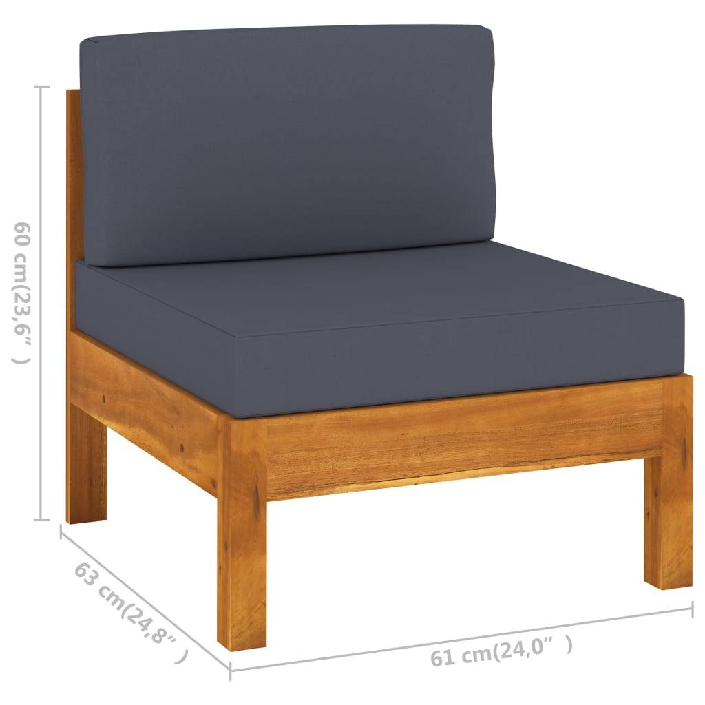 Helloshop26 - Salon de jardin meuble d'extérieur ensemble de mobilier 6 pièces avec coussins gris foncé bois d'acacia - Imagen 6