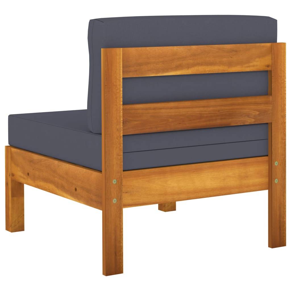 Helloshop26 - Salon de jardin meuble d'extérieur ensemble de mobilier 6 pièces avec coussins gris foncé bois d'acacia - Imagen 3