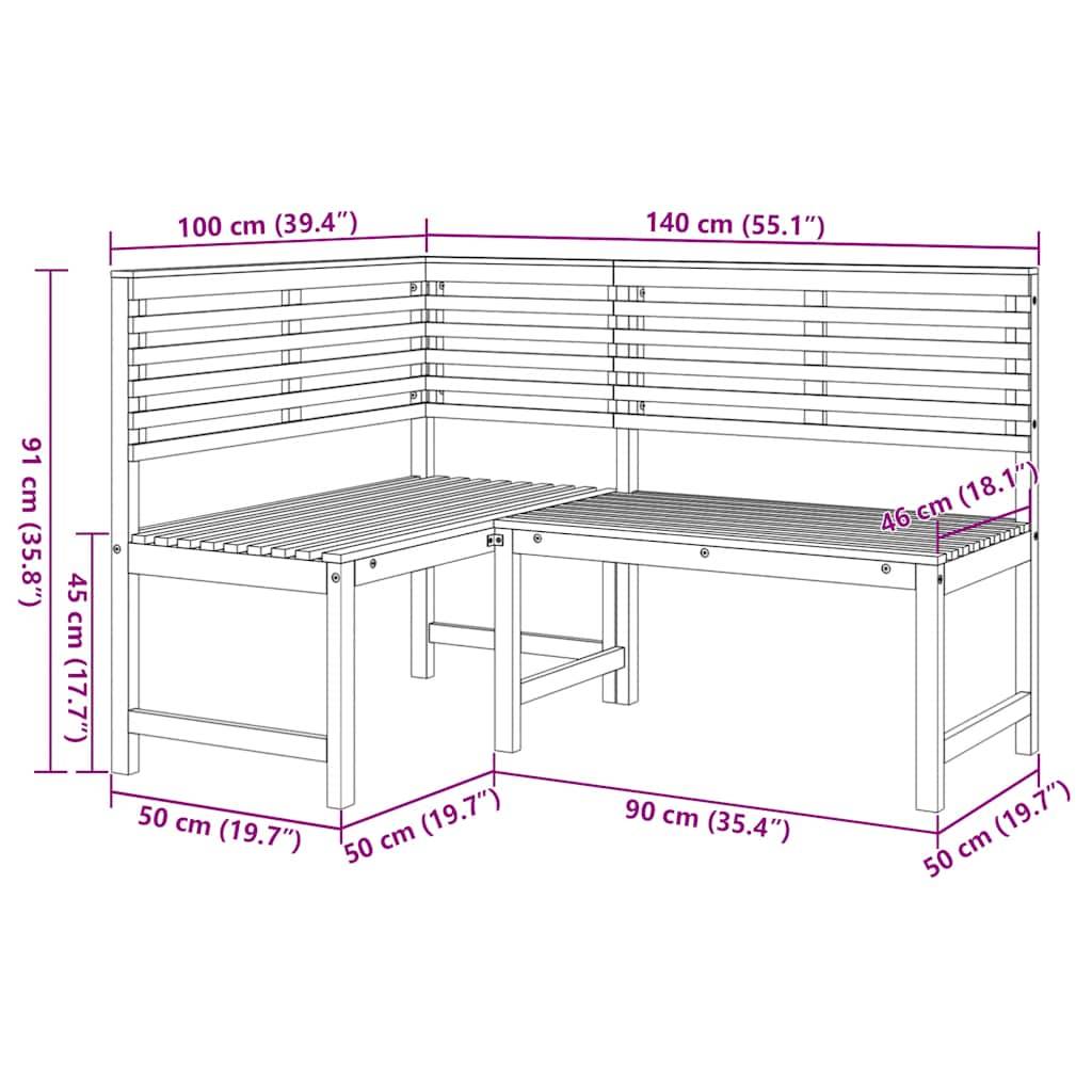 Vidaxl - Banc d'angle de jardin 140 cm Bois solide d'acacia vidaXL 312422 - Imagen 3
