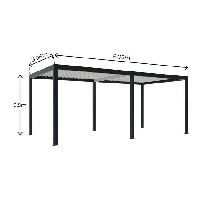 Pergola Bioclimatique Aluminium Autoportante Motorisée Éclairée 6x3 Anthracite SV ORIAL France - Image 8