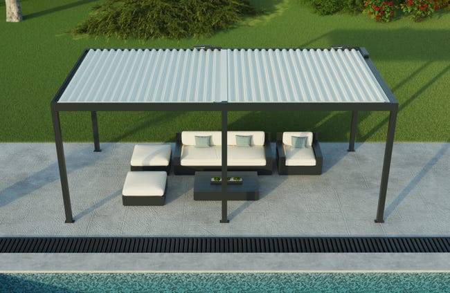 Pergola Bioclimatique Aluminium Autoportante Motorisée Éclairée 6x3 Anthracite SV ORIAL France - Image 2