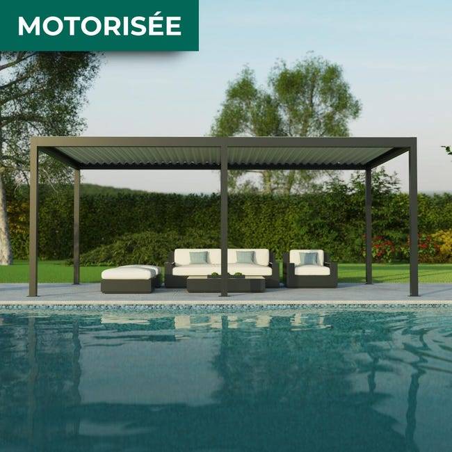 Pergola Bioclimatique Aluminium Autoportante Motorisée Éclairée 6x3 Anthracite SV ORIAL France - Image 1