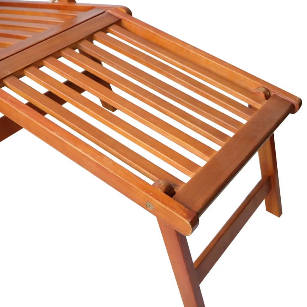 Helloshop26 - Transat chaise longue bain de soleil lit de jardin terrasse meuble d'extérieur 167 cm avec repose-pied et coussin acacia solide - Imagen 5
