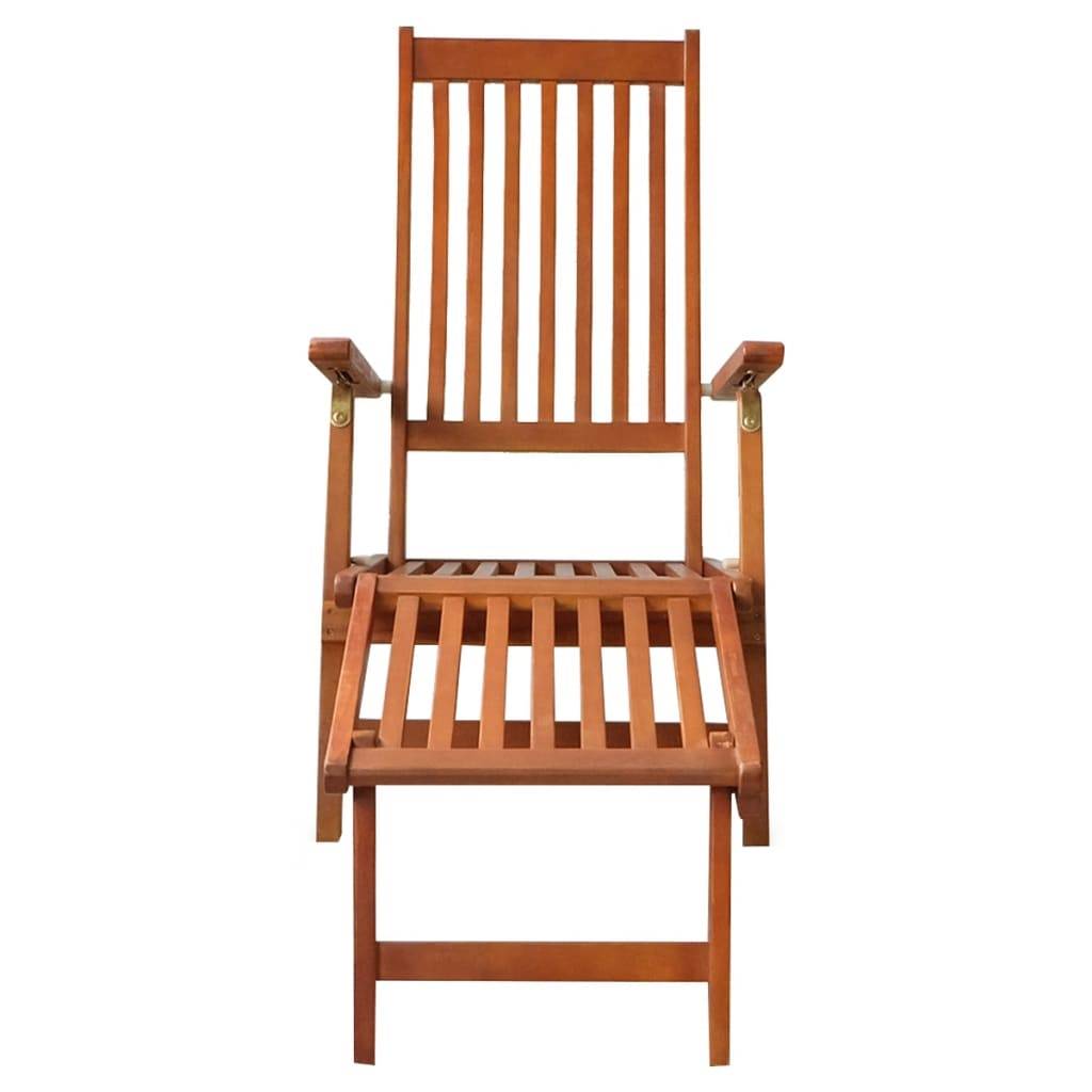 Helloshop26 - Transat chaise longue bain de soleil lit de jardin terrasse meuble d'extérieur 167 cm avec repose-pied et coussin acacia solide - Imagen 3