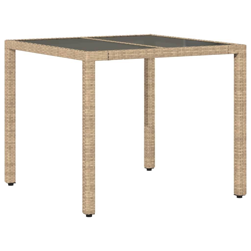 PANGIVO - Table de jardin résine tressée beige verre trempé 90 x 90 x 75 cm, Poids :16.2kg - PANGIVO - Image 2