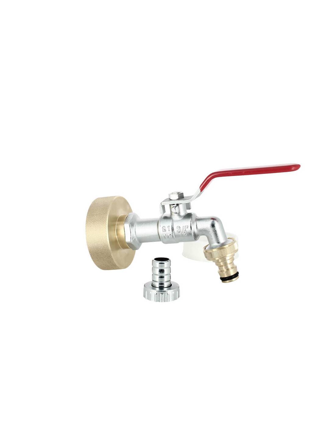 Raccord cuve S60X6 Laiton - Robinet laiton 15 mm + Nez 20x27 - Imagen 1
