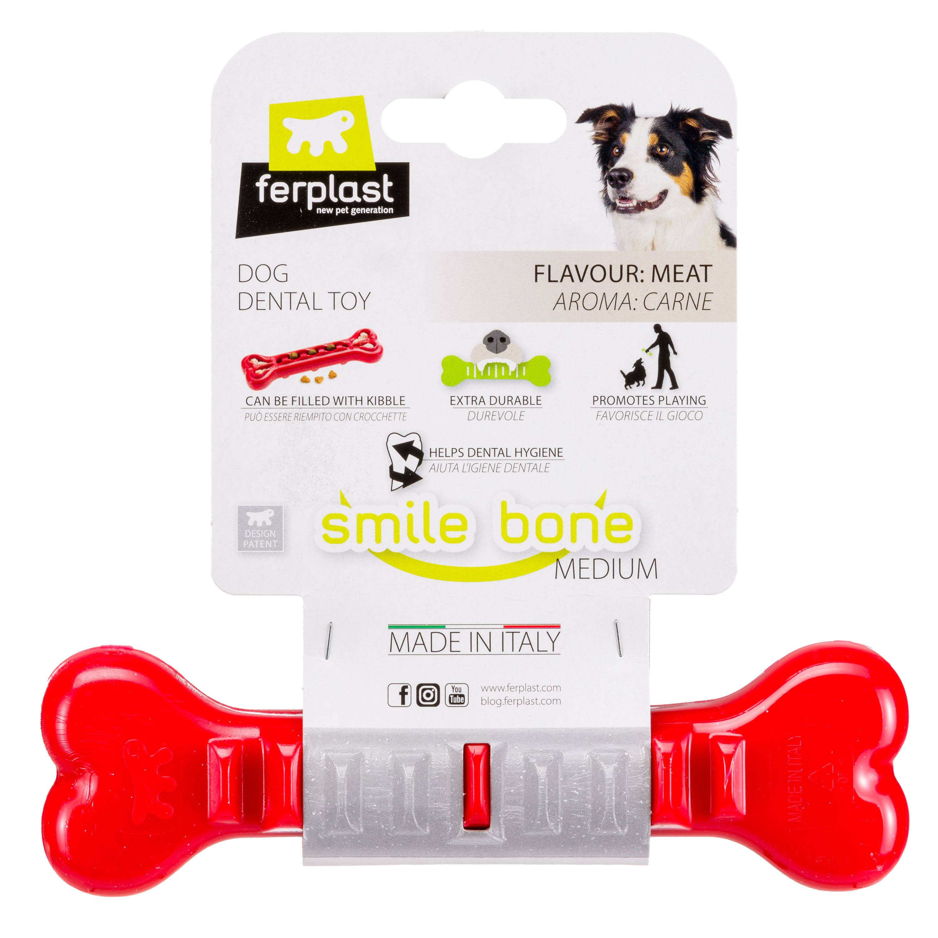 Ferplast - Ferplast Jouet Chien, Os Distributeur Croquettes Friandises pour Chien, en Matériau Durable à Mâcher, Arôme de Viande, Hygiène Dentaire, SMILE Os a - Imagen 7
