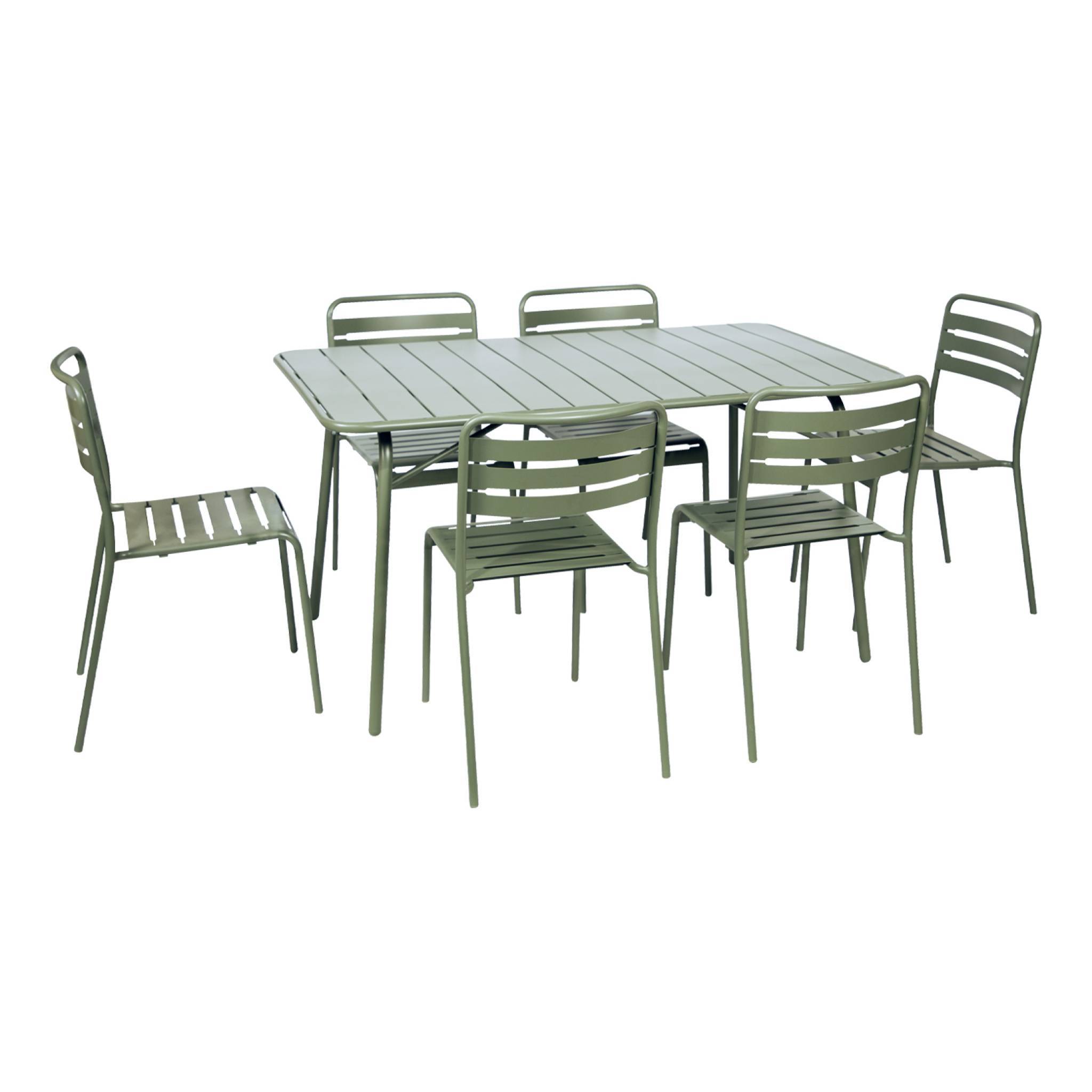 sweeek - Table de jardin pliante métal + 6 assises. Amelia. vert. 141.2 x 80 x 72.5cm | sweeek - Image 2