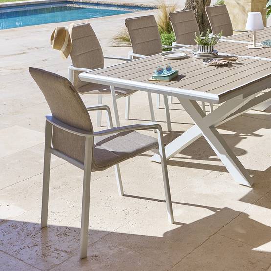 Hesperide - Fauteuil de jardin empilable "Diese" badiane & blanc en aluminium traité époxy Hespéride - Image 7