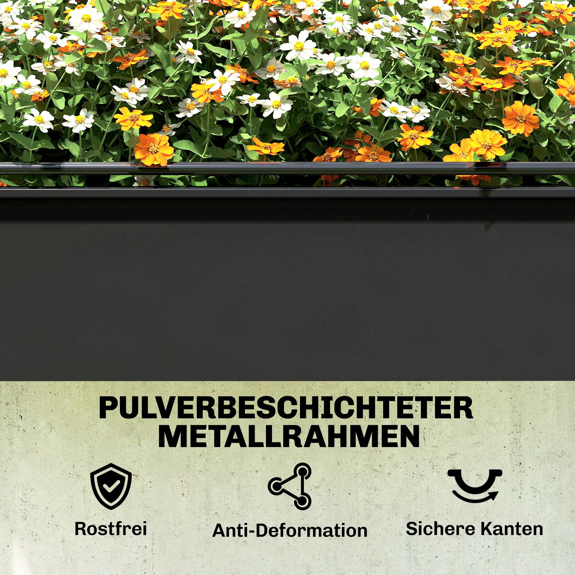 ComfortXL - Bac potager surélevé métal noir 97 L avec mini serre amovible pour jardin balcon extérieur drainage intégré - Image 9