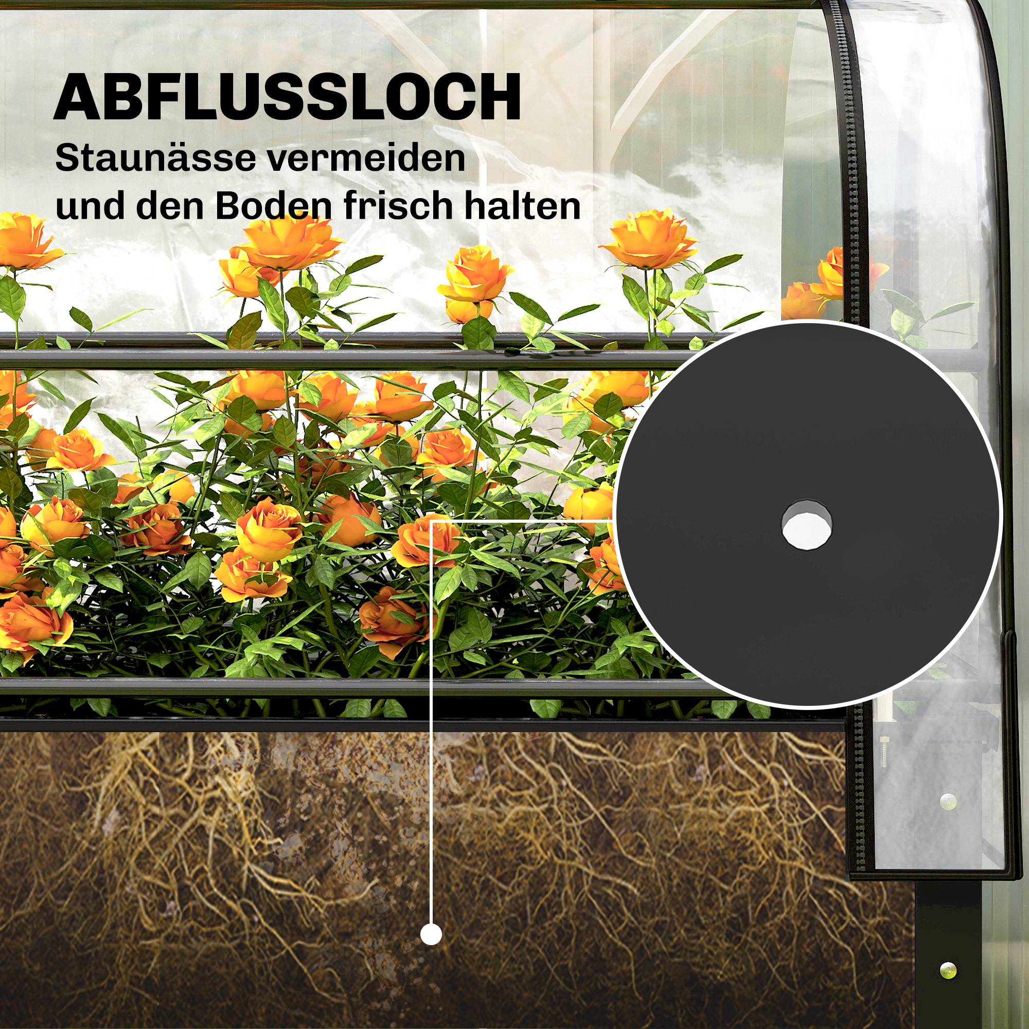 ComfortXL - Bac potager surélevé métal noir 97 L avec mini serre amovible pour jardin balcon extérieur drainage intégré - Image 8