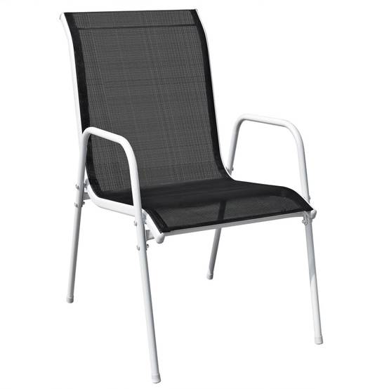 Vidaxl - Lot de 6 chaises de jardin empilables - vidaXL - Métal - Noir - Image 2