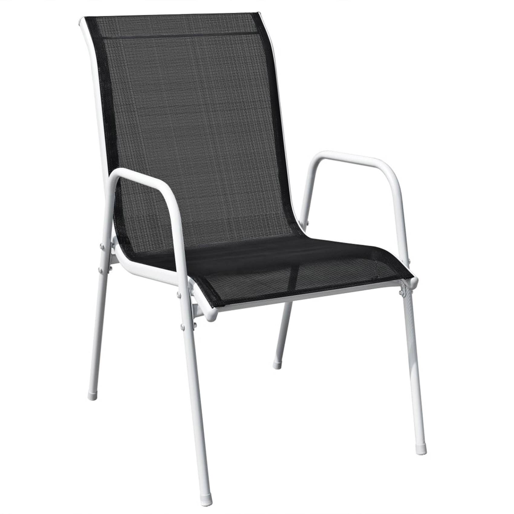 Vidaxl - Lot de 6 chaises de jardin empilables - vidaXL - Métal - Noir - Image 2