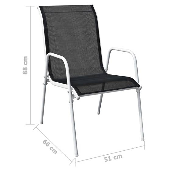 Vidaxl - Lot de 6 chaises de jardin empilables - vidaXL - Métal - Noir - Image 4