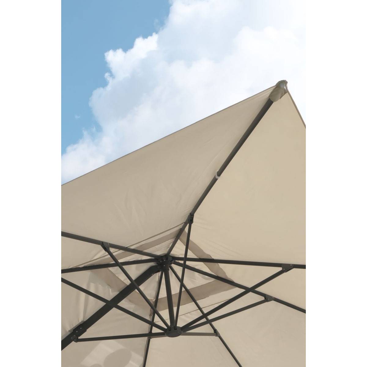 Dcb Garden - Parasol avec pied excentré en acier et toilee - Gris clair - MALAGA - Image 5