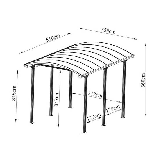 X-Metal - Carport aluminium anthracite 18,3m² pour camping-car X-Metal avec panneaux polycarbonate 6mm - Image 3