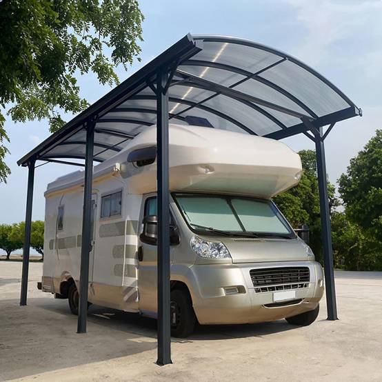 X-Metal - Carport aluminium anthracite 18,3m² pour camping-car X-Metal avec panneaux polycarbonate 6mm - Image 1