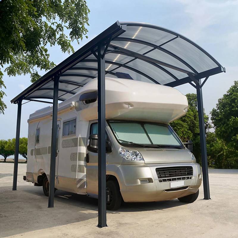 X-Metal - Carport aluminium anthracite 18,3m² pour camping-car X-Metal avec panneaux polycarbonate 6mm - Image 1