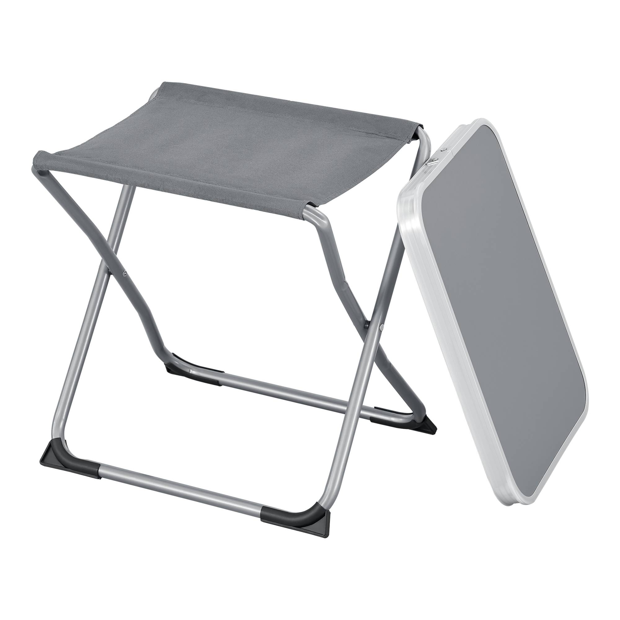 Tabouret et table de camping 2 en 1 Barete 47 x 47 x 37 cm gris [en.casa] - Imagen 1