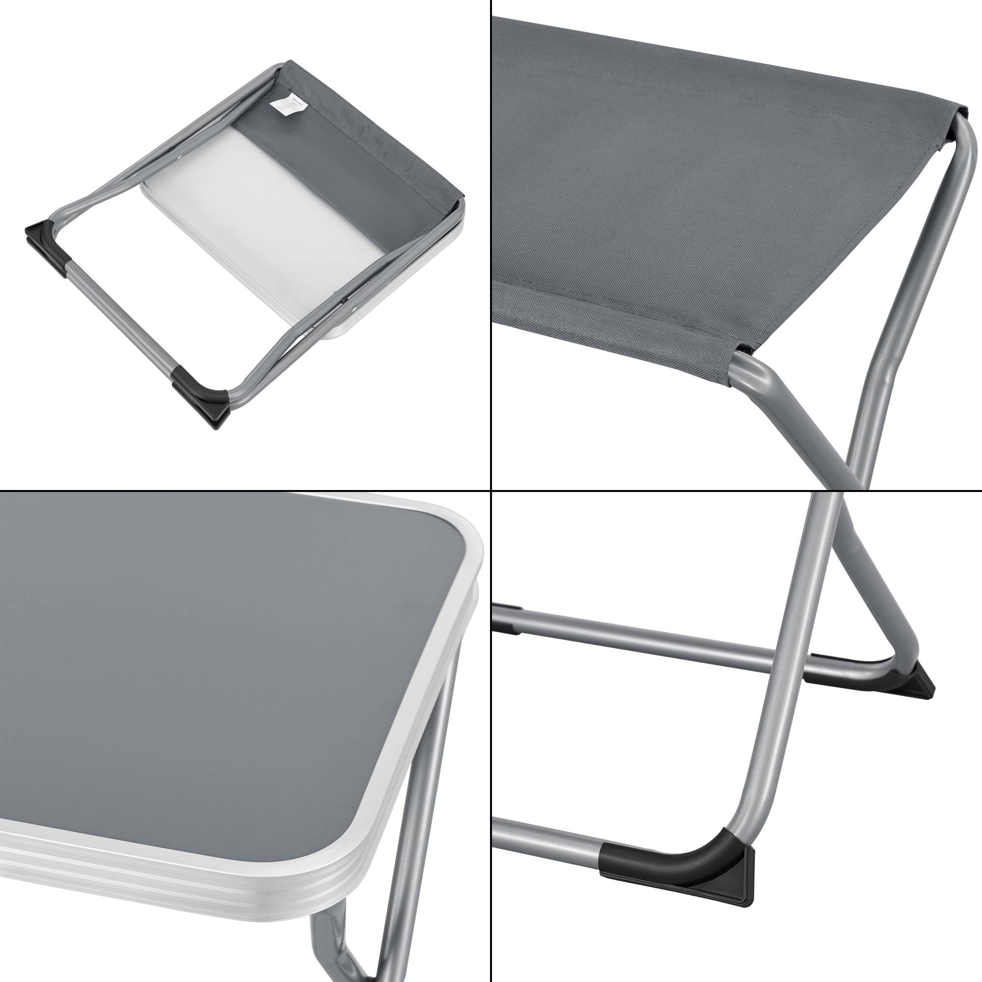 Tabouret et table de camping 2 en 1 Barete 47 x 47 x 37 cm gris [en.casa] - Imagen 9