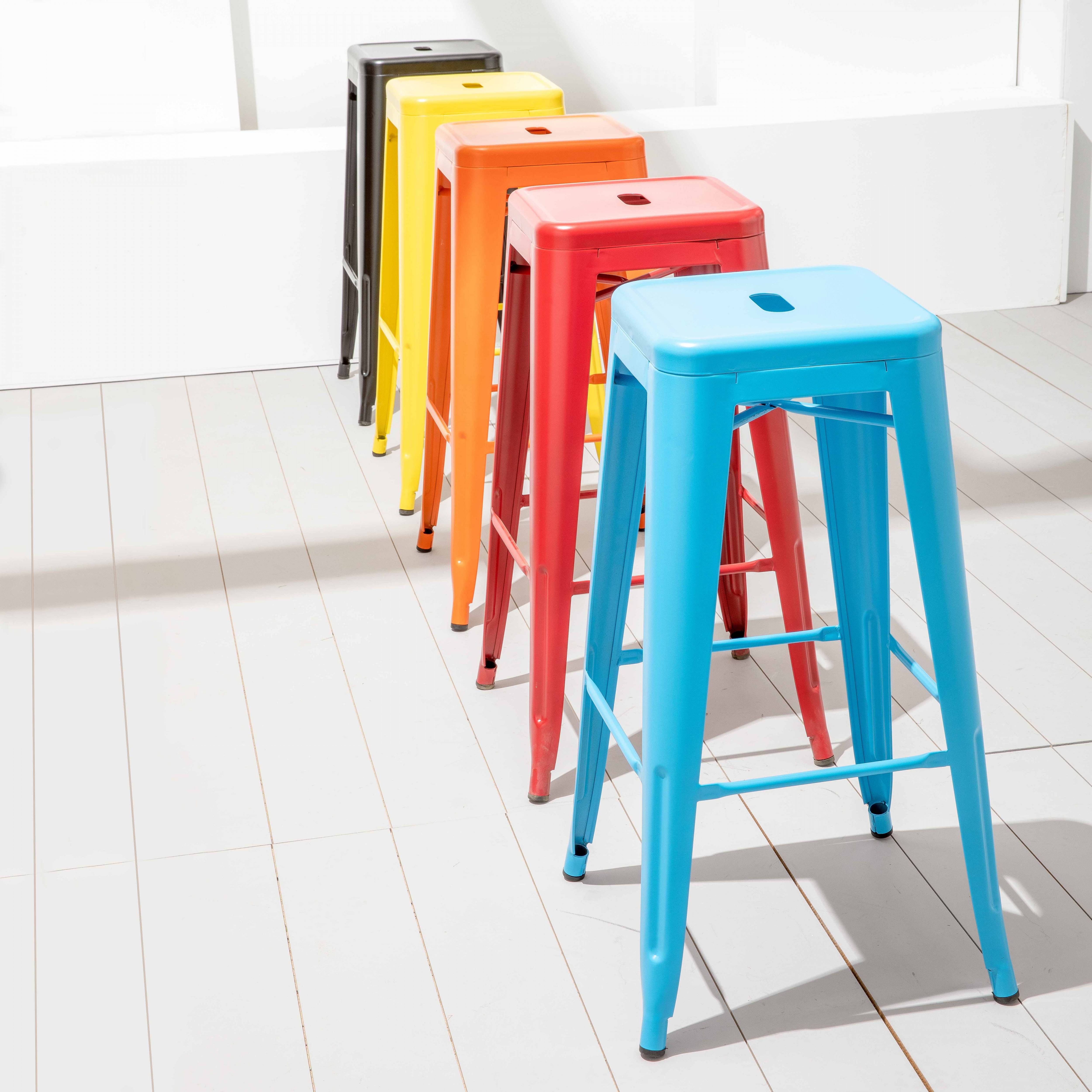 Oviala - Tabouret de bar en métal rouge mat Indus - Oviala - Imagen 5