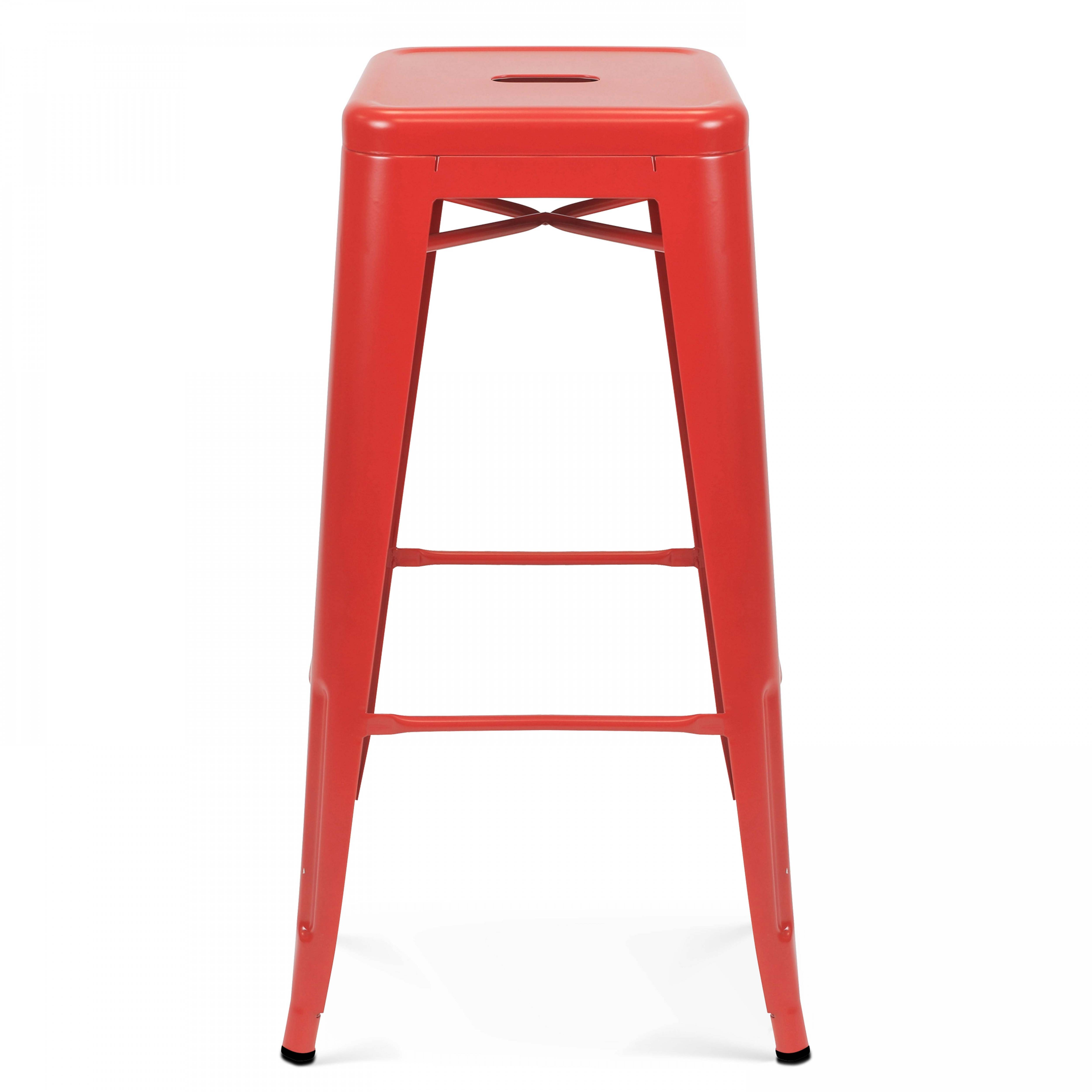 Oviala - Tabouret de bar en métal rouge mat Indus - Oviala - Imagen 2