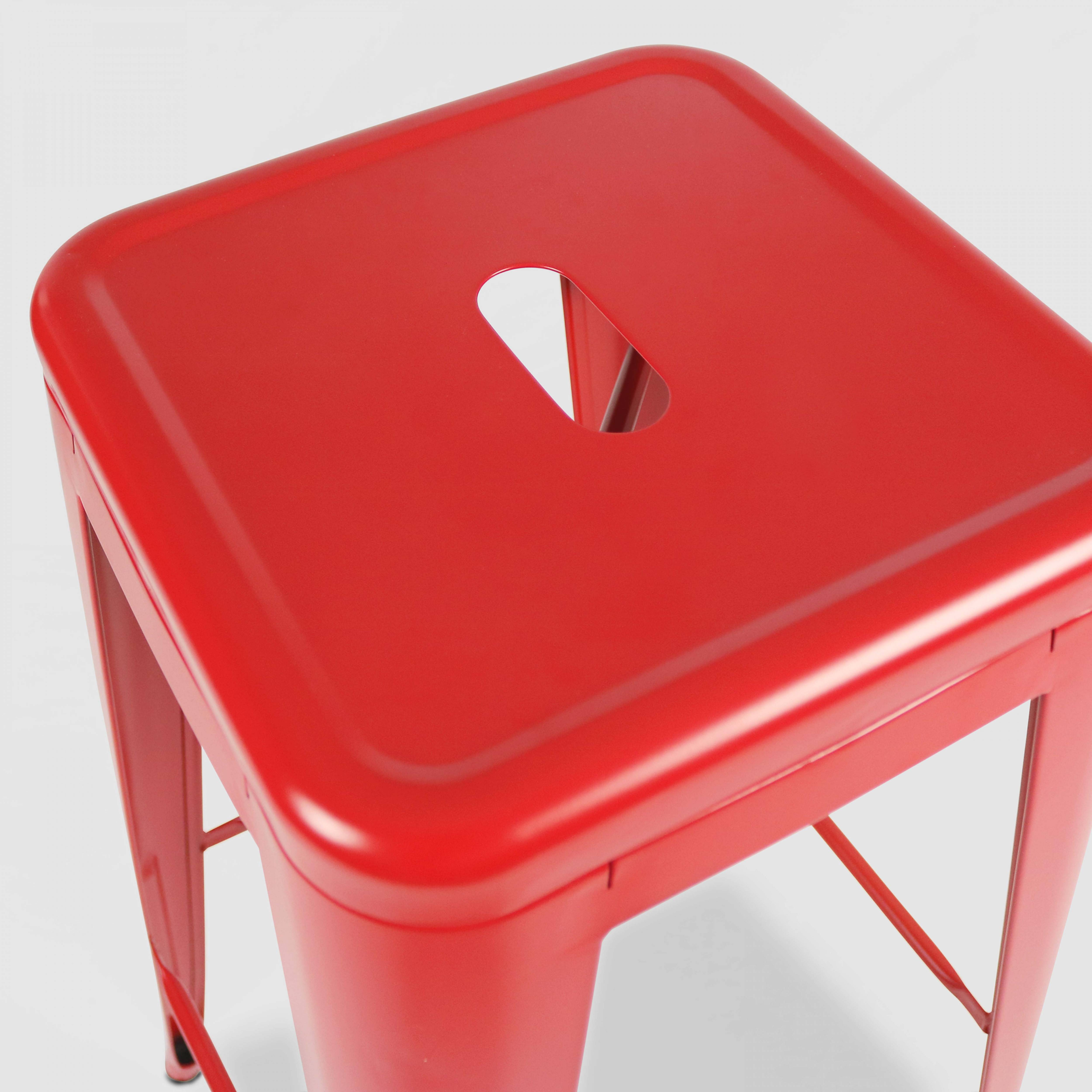Oviala - Tabouret de bar en métal rouge mat Indus - Oviala - Imagen 3