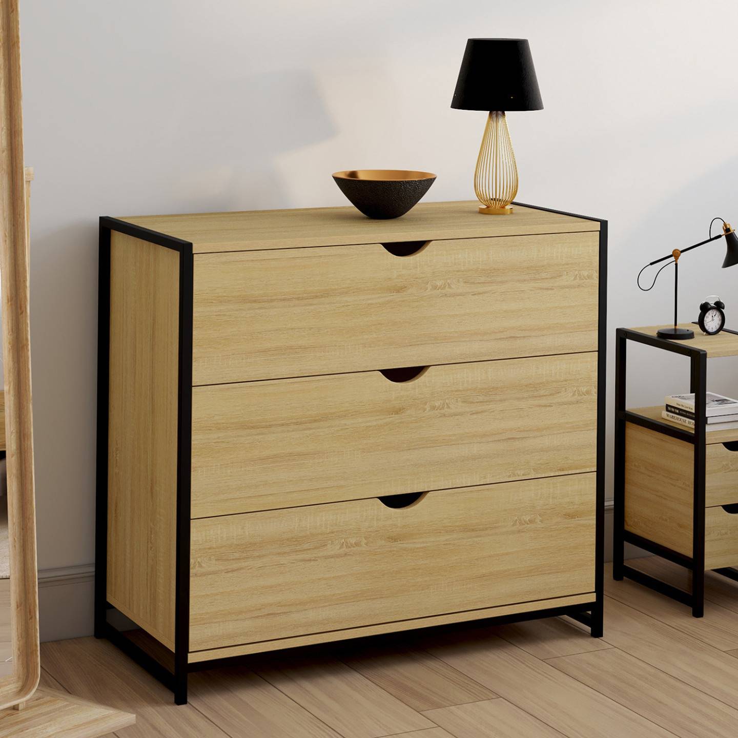 Commode 3 tiroirs DETROIT 80 cm design industriel - Image 1