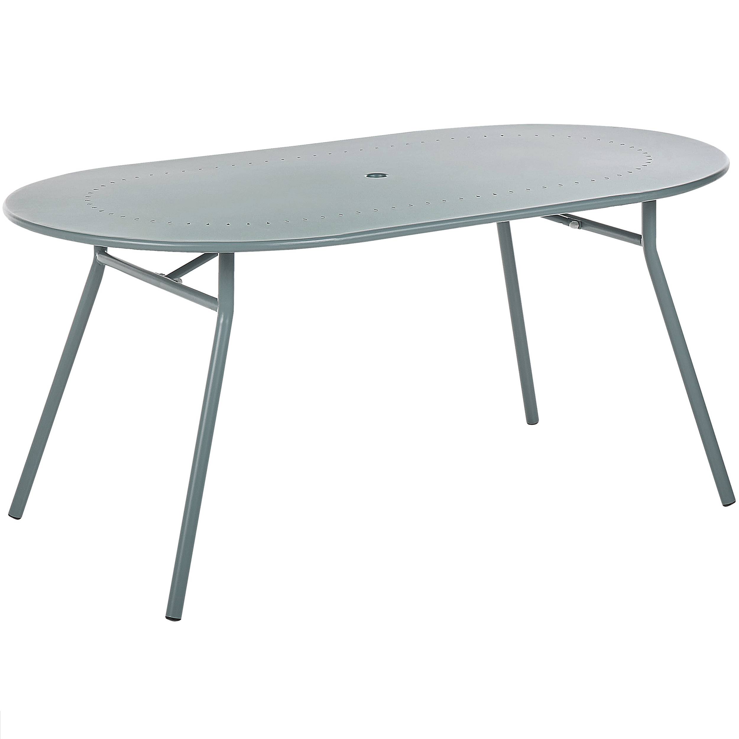 Beliani - Ensemble de Salle à Manger de Jardin Bleu en Acier Table Ovale avec 4 Chaises et Parasol (16 Variantes) Pour Repas Convivial en Extérieur - Imagen 5