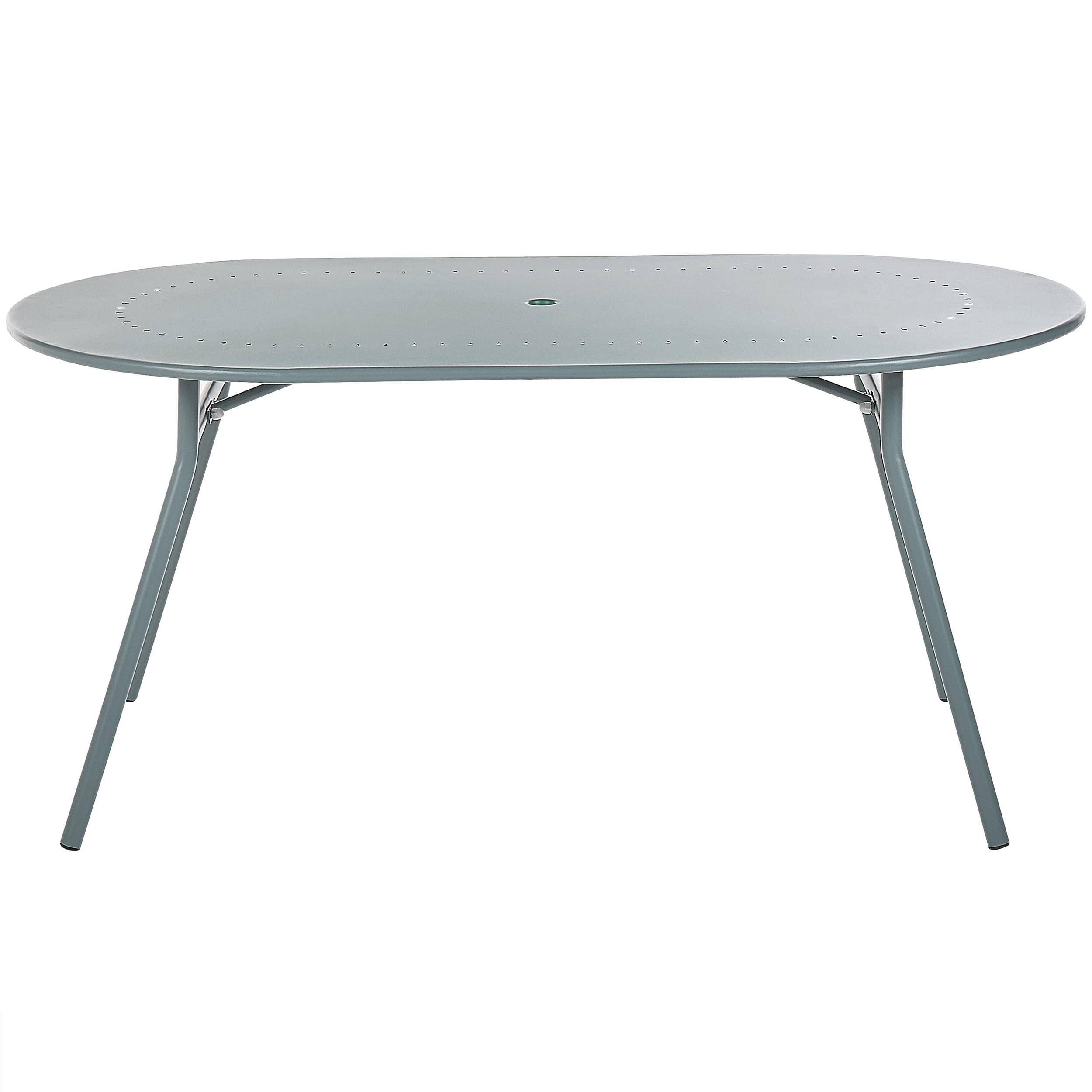 Beliani - Ensemble de Salle à Manger de Jardin Bleu en Acier Table Ovale avec 4 Chaises et Parasol (16 Variantes) Pour Repas Convivial en Extérieur - Imagen 6