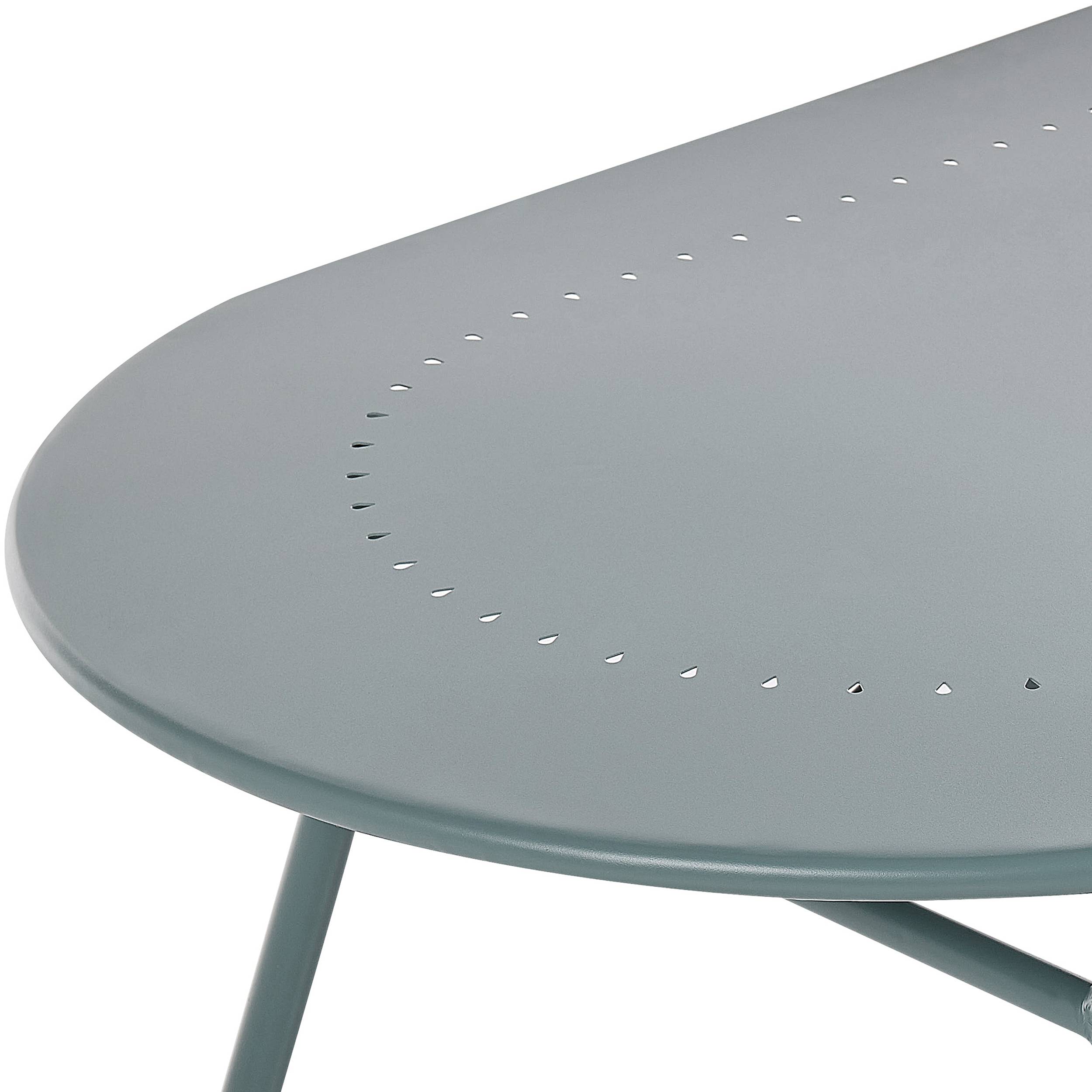 Beliani - Ensemble de Salle à Manger de Jardin Bleu en Acier Table Ovale avec 4 Chaises et Parasol (16 Variantes) Pour Repas Convivial en Extérieur - Imagen 7