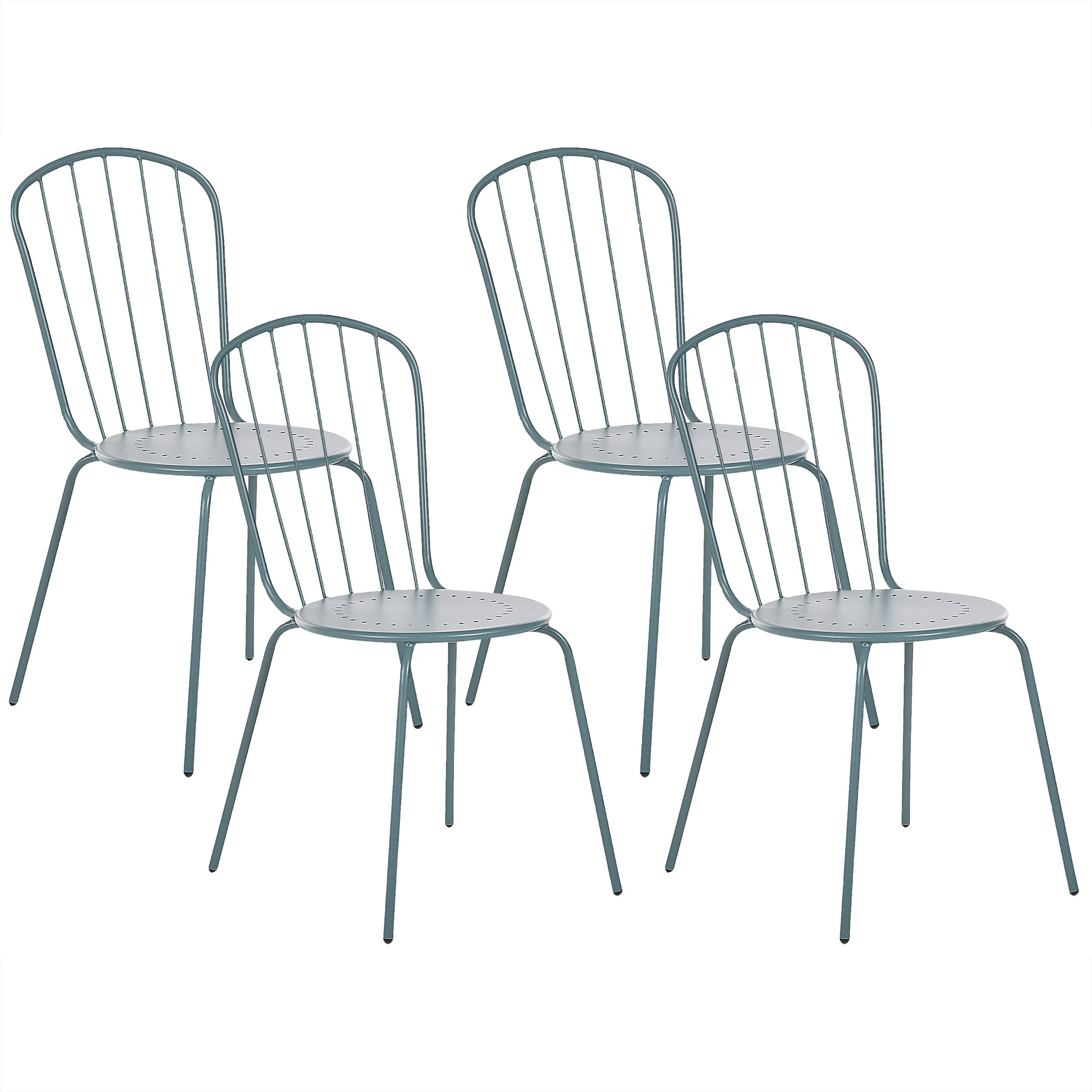 Beliani - Ensemble de Salle à Manger de Jardin Bleu en Acier Table Ovale avec 4 Chaises et Parasol (16 Variantes) Pour Repas Convivial en Extérieur - Imagen 8