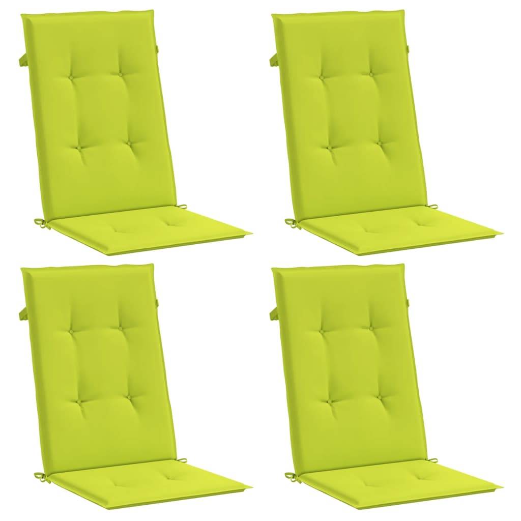 Coussins de chaise à dossier haut lot de 4 polyester vert vif 120 x 50 x 3 cm - PANGIVO - Image 3
