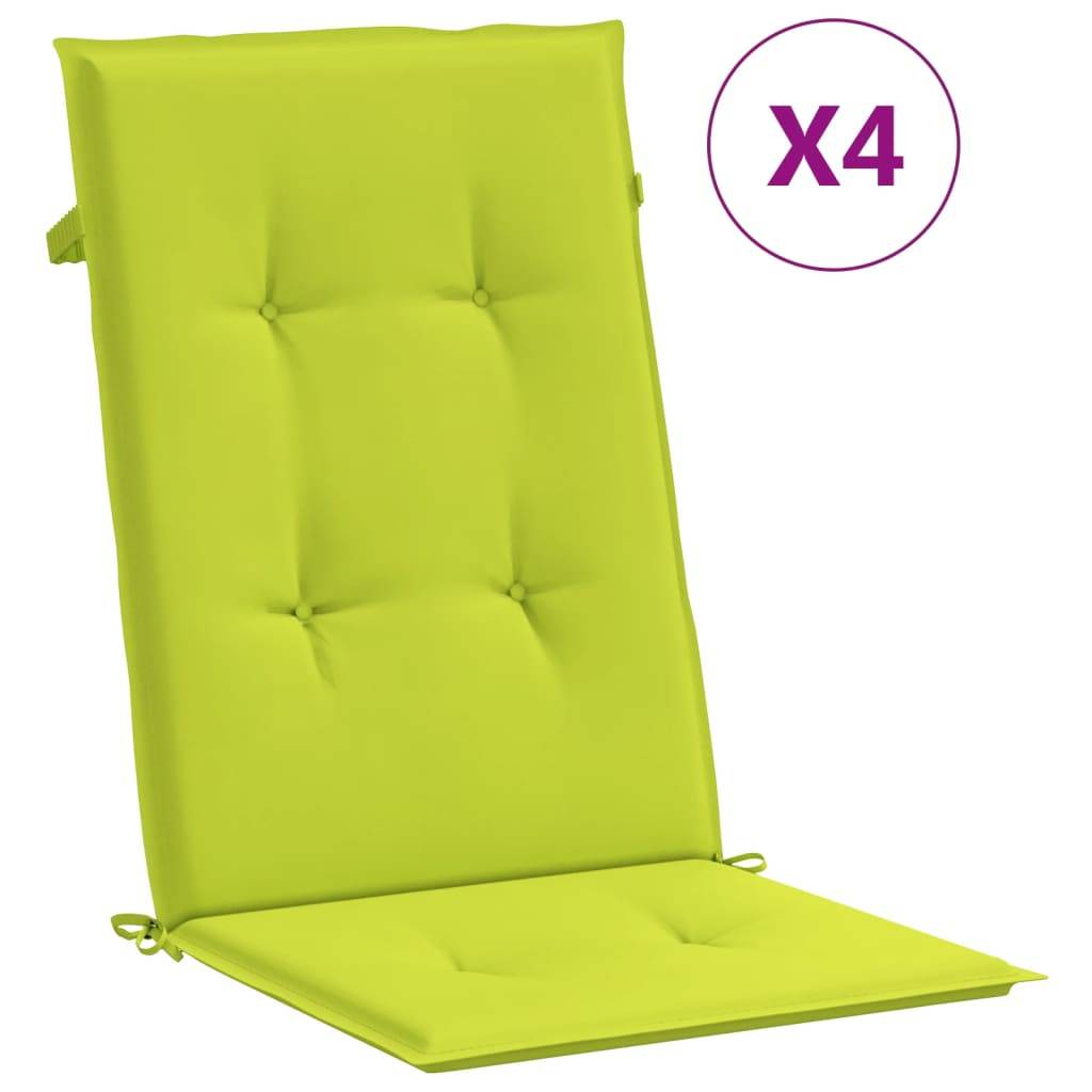Coussins de chaise à dossier haut lot de 4 polyester vert vif 120 x 50 x 3 cm - PANGIVO - Image 2