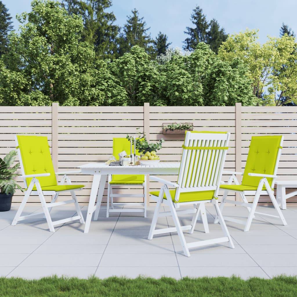 Coussins de chaise à dossier haut lot de 4 polyester vert vif 120 x 50 x 3 cm - PANGIVO - Image 1