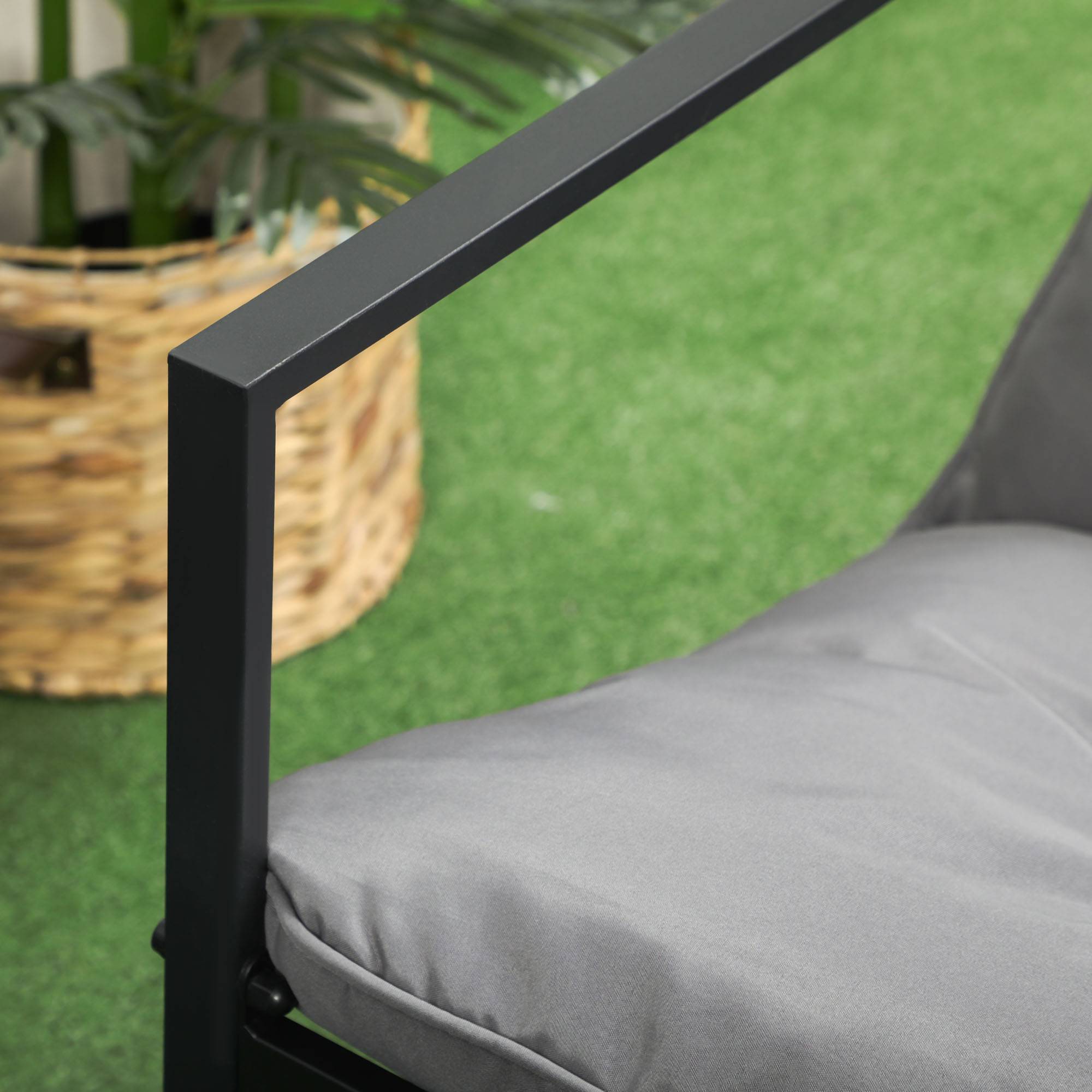 Outsunny - Salon de jardin 4 personnes - 4 pièces, 3 coussins - acier époxy noir polyester gris - Outsunny - Imagen 9