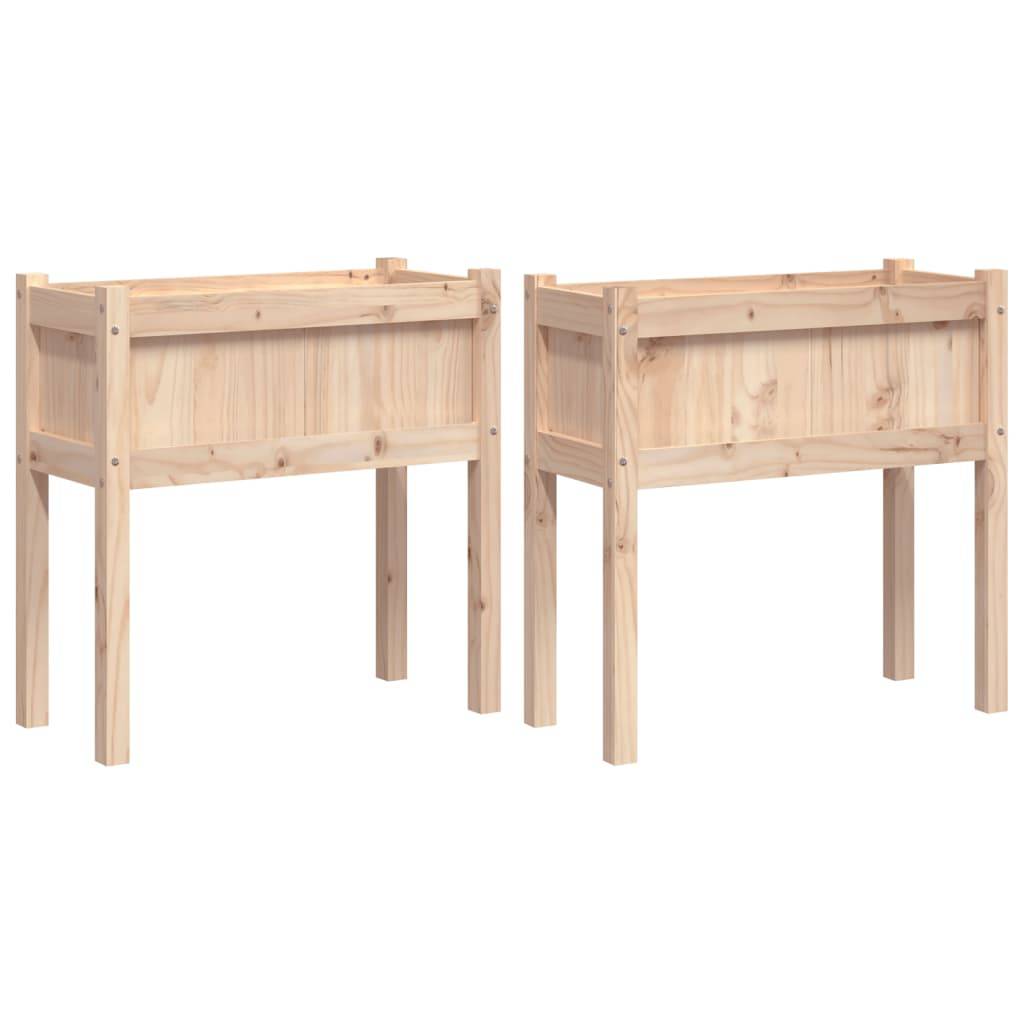 Maison Chic - Lot de 2 Jardinières - Bac à Fleurs - Pot De Fleurs avec pieds bois de pin massif - Imagen 1