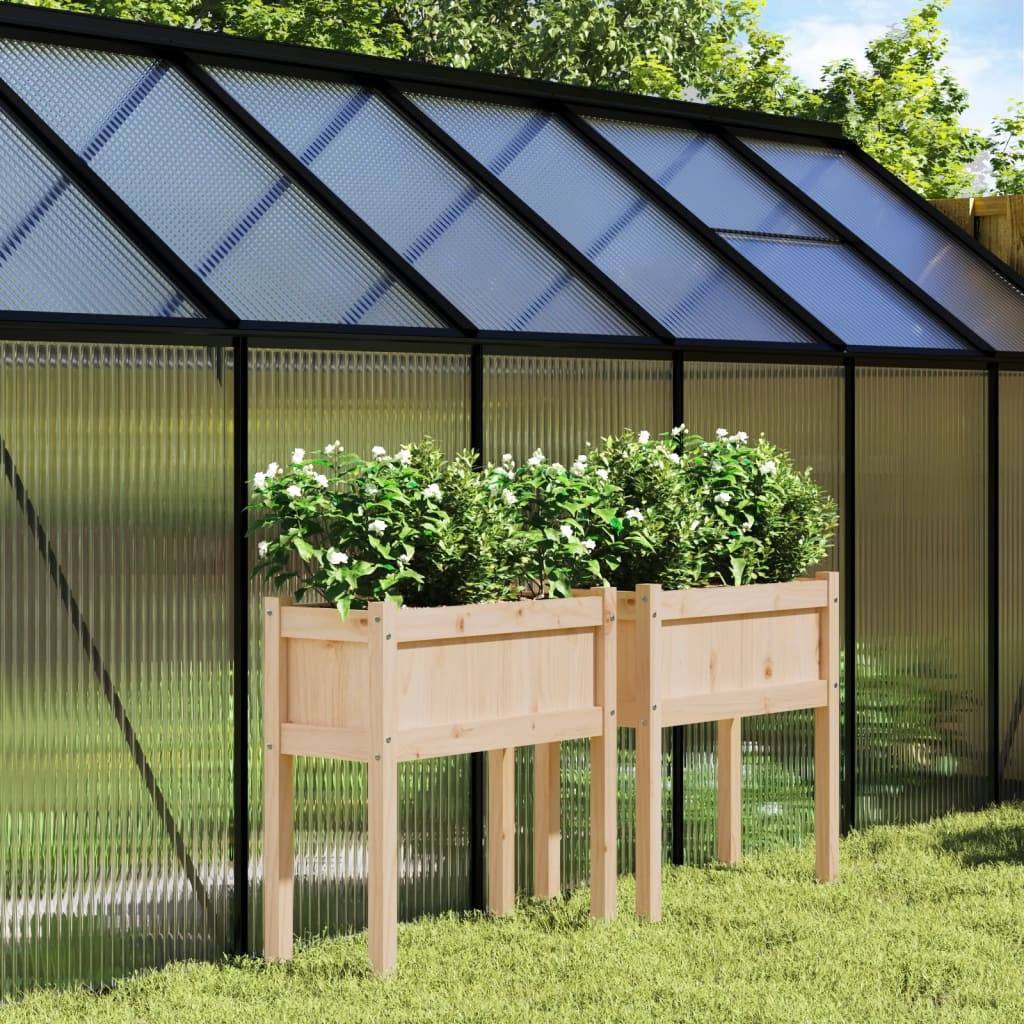 Maison Chic - Lot de 2 Jardinières - Bac à Fleurs - Pot De Fleurs avec pieds bois de pin massif - Imagen 2