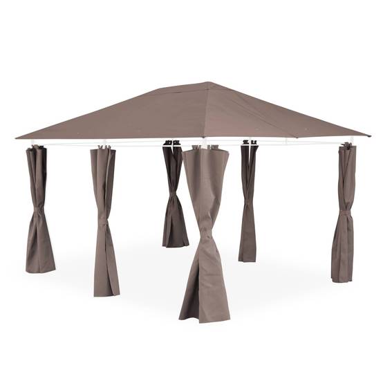 Ensemble complet toile de toit et rideaux taupe pour tonnelle 3x4m Divio - toile de rechange pergola. toile de remplacement | sweeek - Image 1